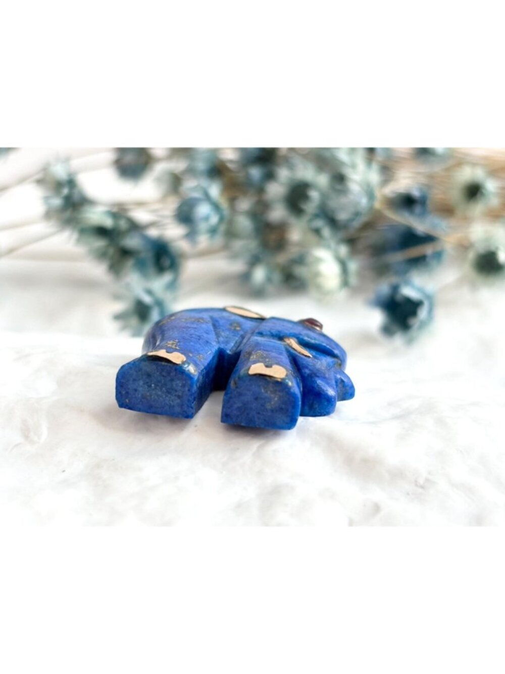 Lapis Lazuli Lucky Elephant Gold Overlay Sterling Silver 925 Vintage Pendant - Picture 7 of 9